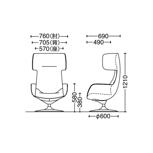 オカムラ ライブス ラウンジチェア ワークヴェールタイプ 肘付