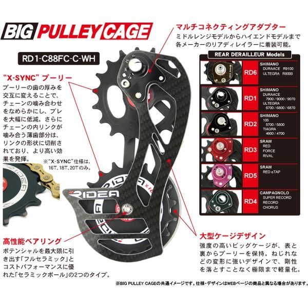 RIDEA Rear Derailleur Cage カーボン（ロゴ：ブラック） RD6-C38FC-C（直送品）