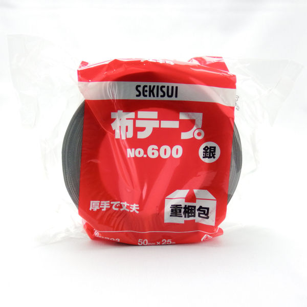 積水化学工業 カラー布テープ No.600 0.31mm厚 銀 幅50mm×長さ25m巻 1