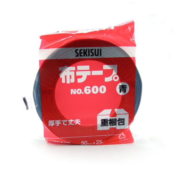 積水化学工業 カラー布テープ No.600 0.31mm厚 青 幅50mm×長さ25m巻 1