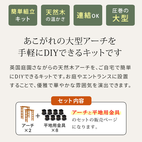 住まいスタイル 天然木製アーチ「Flex Pergola」190 2台 平地