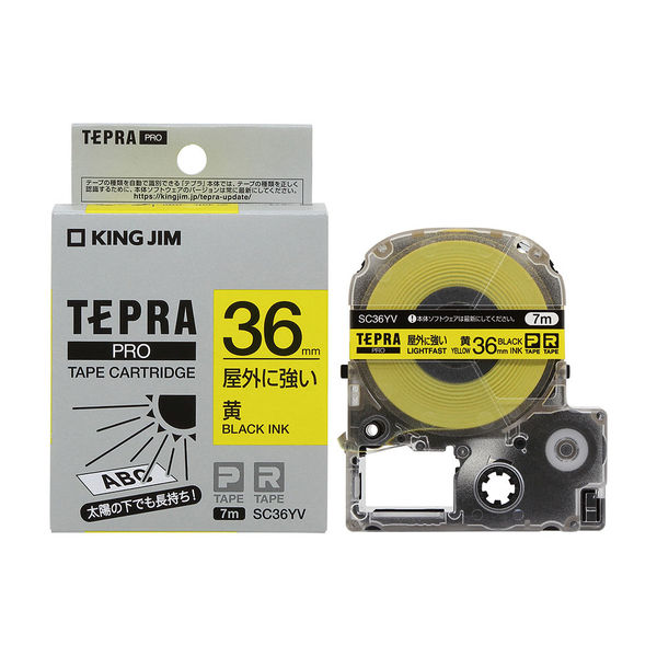 テプラ TEPRA PROテープ 屋外対応 幅36mm 黄ラベル(文字) SC36YV 1個