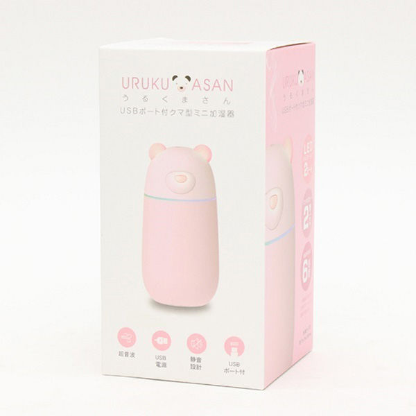 三和 USBミニ加湿器「うるくまさん」PH180902 ピンク SS-19-PK 1箱(12
