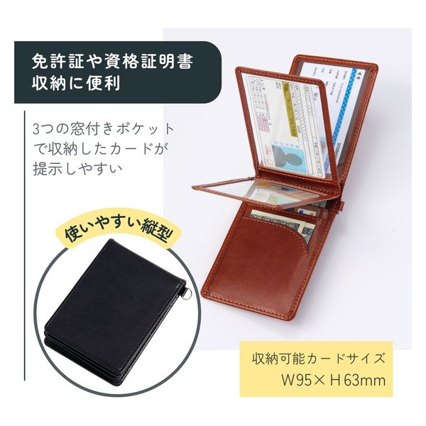 レイメイ藤井 グロワール パスケース 縦型5面窓付 ブラウン
