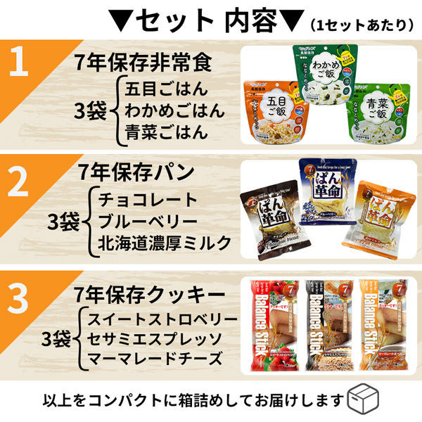 永谷園 保存水セット７年保存 3日間×5人分セット永谷園 主食ご飯セット 45食分（3種類の味×15食）＋保存水2L×24本