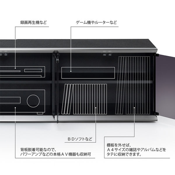 朝日木材加工 テレビ台・AVボード/天板ブラックレザー SP-DLX1600 １台（直送品） - アスクル