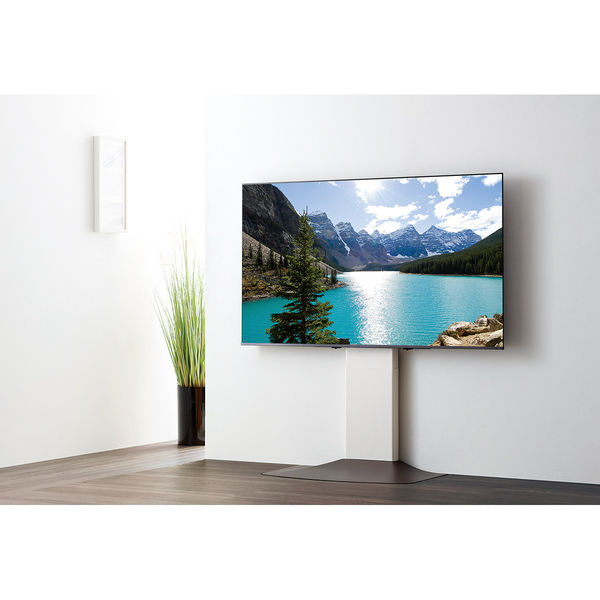 美品ほぼ未使用】朝日木材加工 壁寄せテレビスタンド ホワイト＆ナチュラル