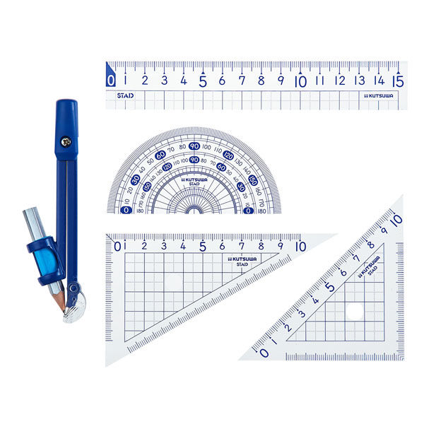 クツワ 定規セット(コンパス付) AP04A 1個 - アスクル クツワ 定規セット(コンパス付) AP04A 1個 - アスクル