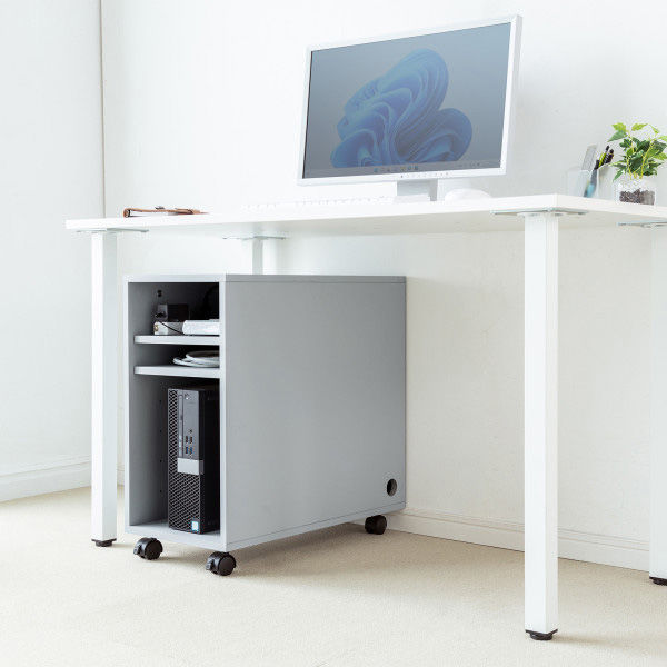 サンワサプライ 収納ボックス(W300×D600×H600mm・ライトグレー