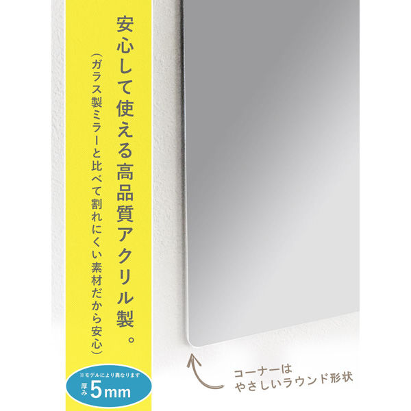 エージ あんしんミラー ドア掛けタイプ 幅270×奥行40×高さ1510mm シルバー AN-DXL 1枚（直送品） - アスクル