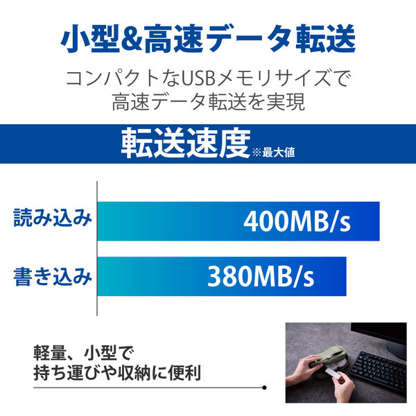 SSD 外付け 500GB キャップ式 USB3.2(Gen1) 小型 ホワイト ESD