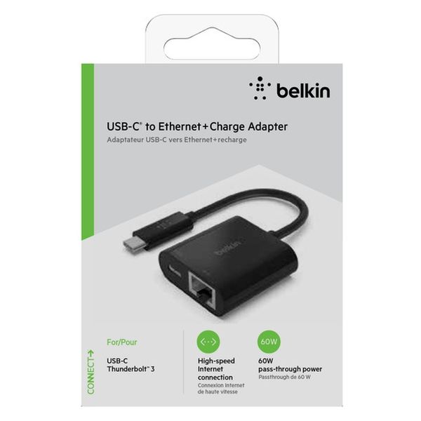 有線LANアダプター USB Type-C to イーサネット変換 ＋ USB-C 60W PD対応 変換アダプター Belkin ベルキン