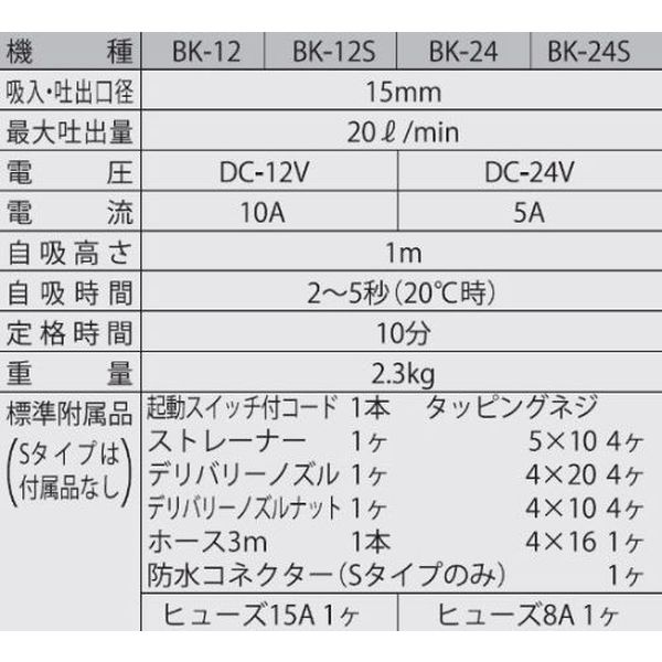 工進　ビルジポンプ　ニュービルジキング　ＤＣー２４Ｖ（ポンプのみ）BK-24S　1台（直送品）