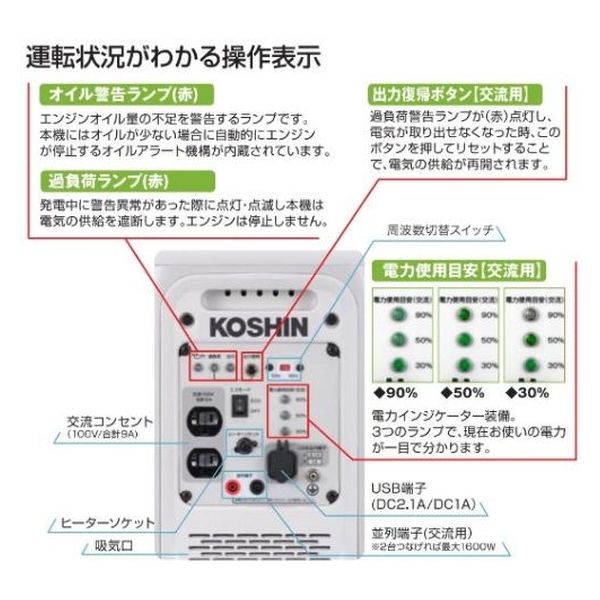 工進 インバーター発電機 0．9KVA GV-9ig 1台（直送品