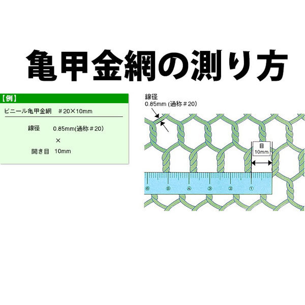 吉田隆 ビニール亀甲金網 グリーン 線径0.85mm(#20)×幅910mm×長さ30ｍ 網目10mm 1巻（直送品） アスクル