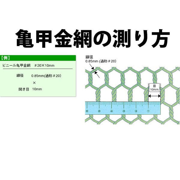 吉田隆 ビニール亀甲金網 グリーン 線径1.5mm(#16)×幅910mm×長さ30ｍ 網目40mm 1巻（直送品） - アスクル