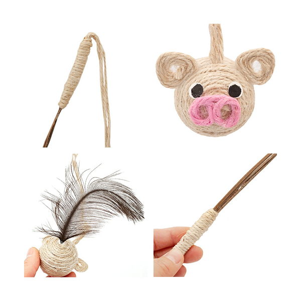 リーフ 猫じゃらし ねこ釣り竿～ブーちゃん～ 鈴入り ハンドメイド  