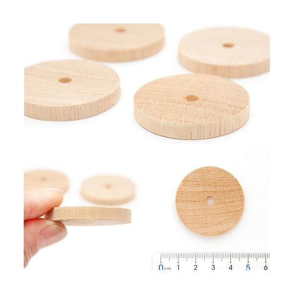 まる様オーダーかじり木　生枝 リーフ 広葉樹製丸ワッシャー 4枚入り 直径4cm×0．5cm