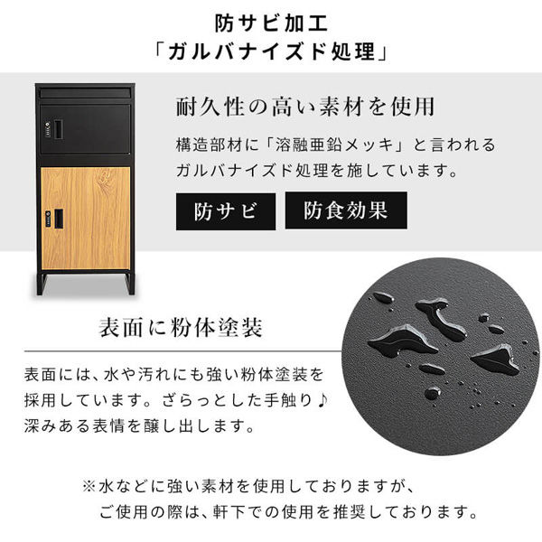 三栄コーポレーション 木目調ポスト付き宅配ボックス ホワイト