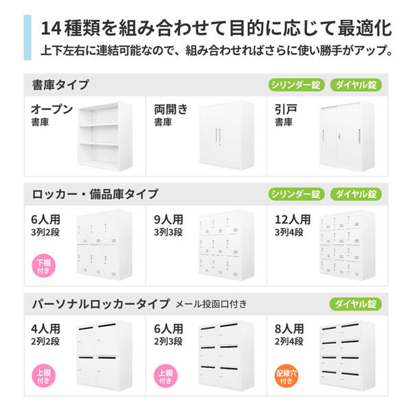 ネットフォース ファシル 12人用ロッカー ダイヤル錠 幅900×奥行400×高 