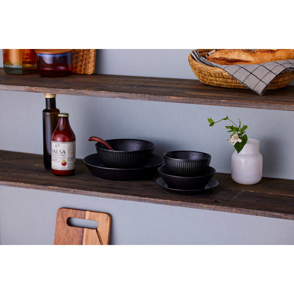 アイリスオーヤマ 食器 5点セット ブラック MNW-5S 1セット(5個入