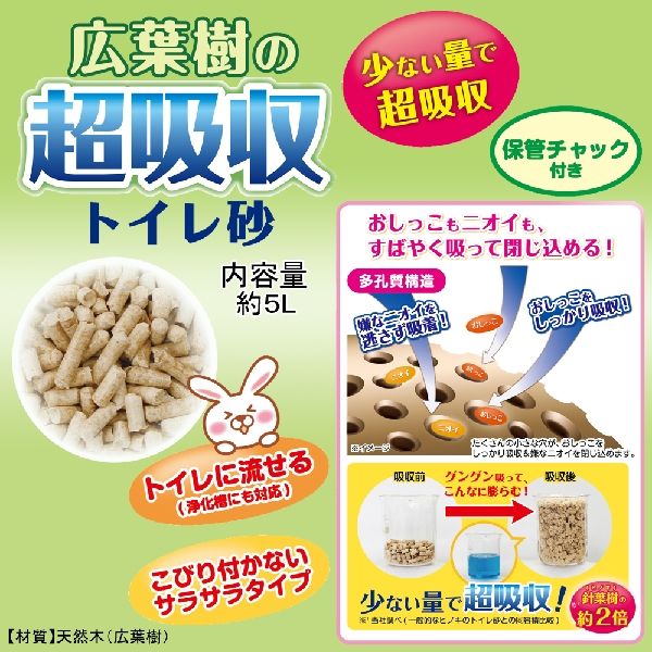 ミニアニマン 広葉樹の超吸収トイレ砂 ウサギ用 5L 3袋