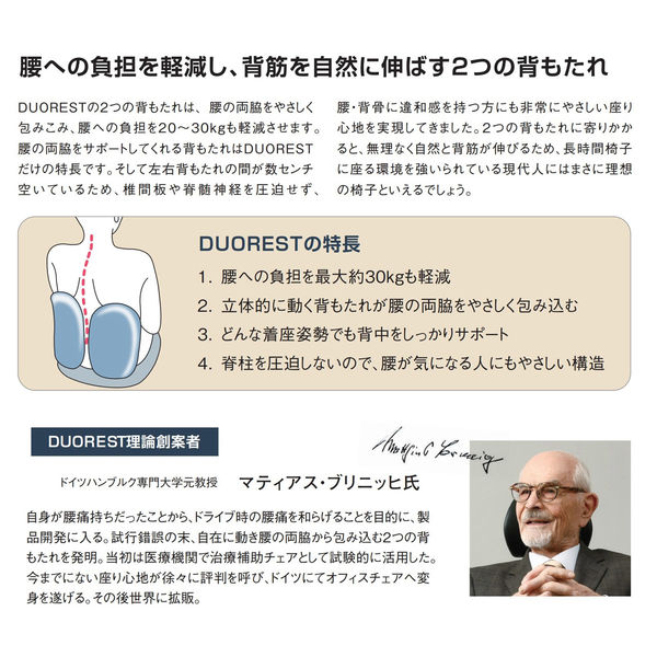 DUOREST オフィスチェア DUOREST FIT+ 着脱式足置き付き 背