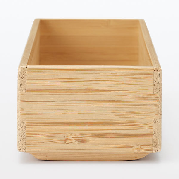 無印良品 重なる竹材整理ボックス 小 約幅8.5×奥行26×高さ5.5cm 1 