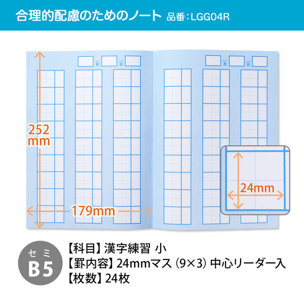 日本ノート 学習帳 スクールライン+ セミB5 配慮かんじれんしゅう 小 