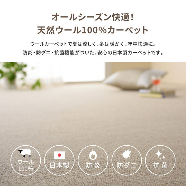 新品・未使用！天然ウールのカーペット 玄関渡し】 萩原 天然ウール100％の防炎カーペットカーペット