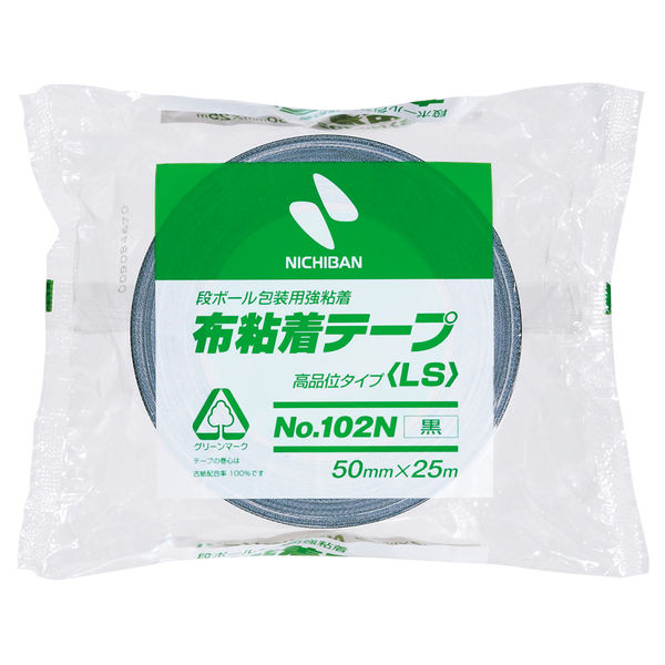 ガムテープ】 カラー布粘着テープ No.102N 0.30mm厚 黒 幅50mm