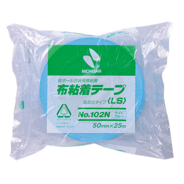 【ガムテープ】 カラー布粘着テープ No.102N 0.30mm厚 ライトブルー 幅50mm×長さ25m ニチバン 150巻