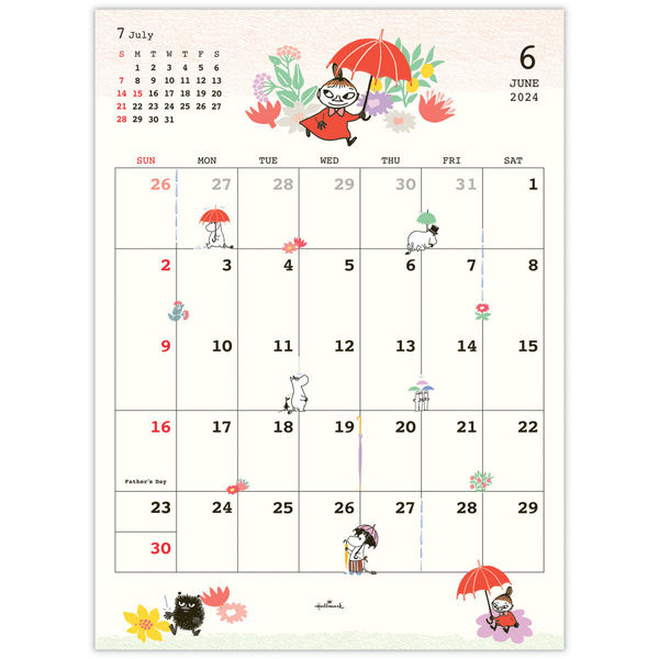 日本ホールマーク 2024年 壁掛け カレンダー 二つ折り 小 ムーミン