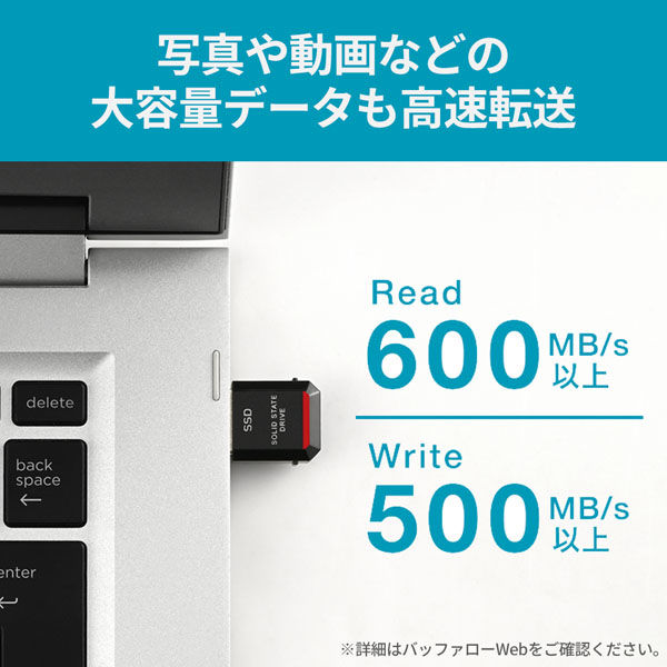 BUFFALO バッファロー 外付けSSD ポータブル USB3.2 Gen1 スティック型 500GB TV録画対応 SSD-PUT500U3BC D(2545475)