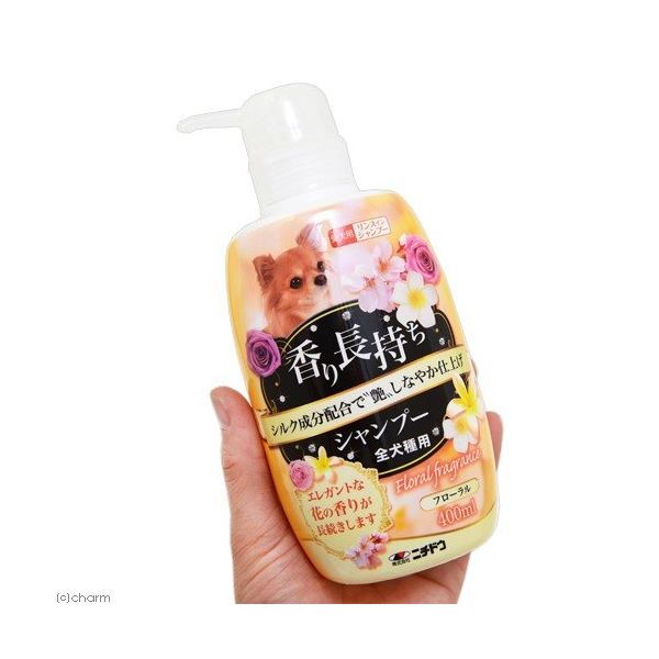 香り長持ちシャンプー フローラル 犬用 本体 400ml ニチドウ - アスクル