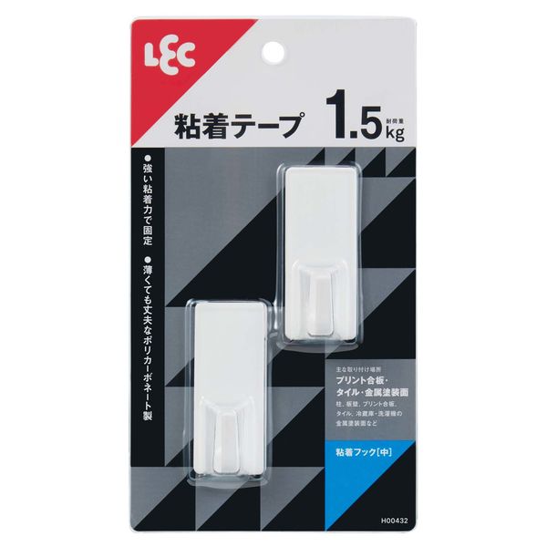 レック 粘着フック（中） 耐荷重1.5kg H00432 1セット（10個：2個×5