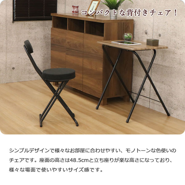エイ・アイ・エス 折り畳み座厚チェア 背あり ブラック YSTN-01 BK 1脚