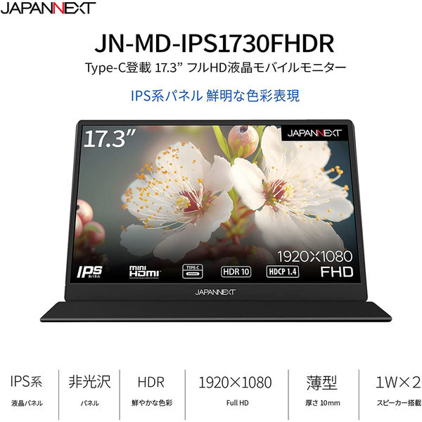 JAPANNEXT 17.3インチ ワイド モバイルディスプレイ JN-MD-IPS1730FHDR 