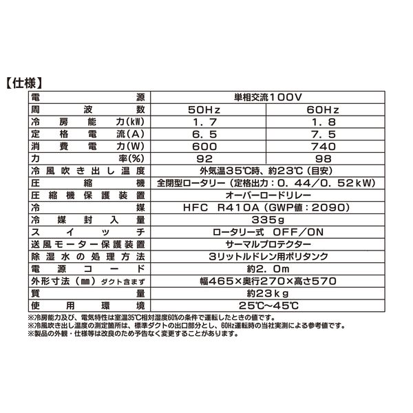 YAMAZEN ミニスポットエアコン 冷房能力1.7/1.8KW MSA-Y18 1台 - アスクル