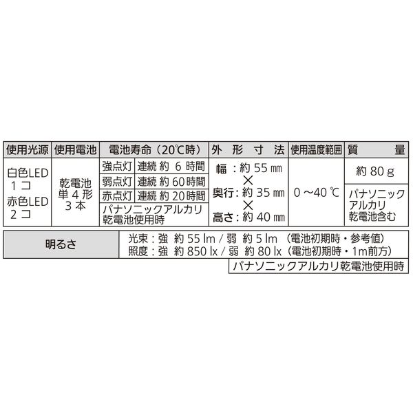 LEDヘッドランプ LEDライト 単4形乾電池付属 YF-246BK-K 1個