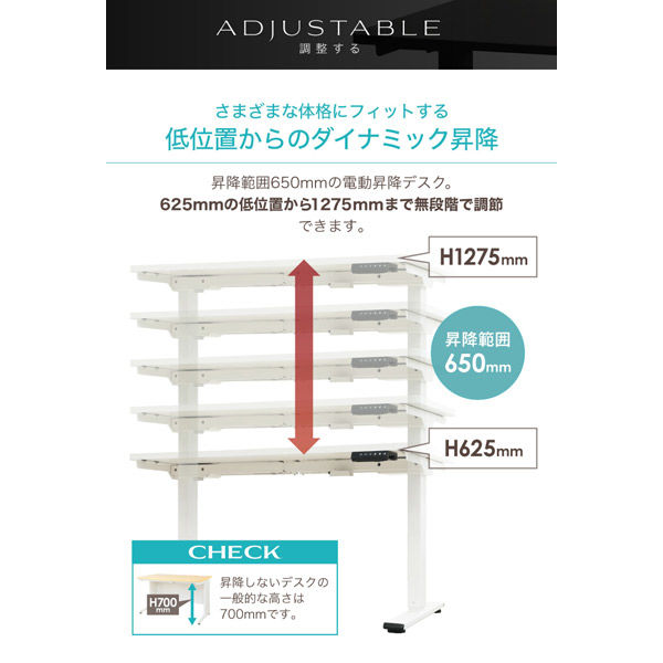 ネットフォース アジャスト 電動昇降デスク 幅1400×奥行700mm ホワイト