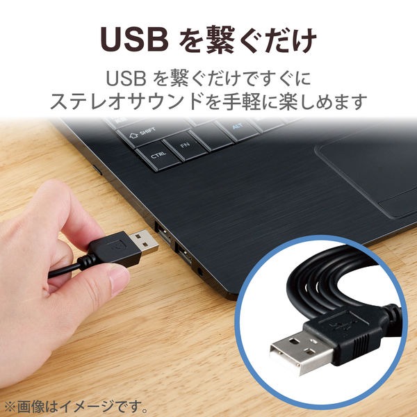 PCスピーカー 有線 USB接続 小型 ステレオ MS-P08USB2BK ブラック エレコム