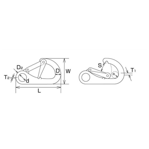エスコ 67x40mm スナップフック(ロック付/ステンレス製) EA638JM エスコ 67x40mm スナップフック(ロック付/ステンレス製) EA638JM