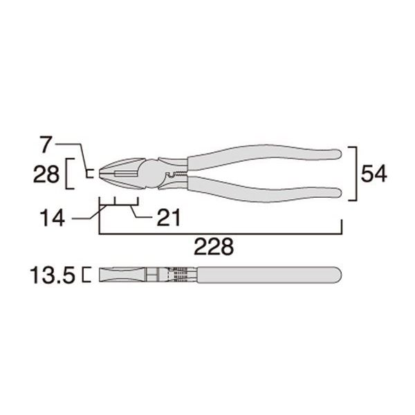 EA534DB-225｜225mm 電工ペンチ(圧着付・鏡面仕上)のページ -