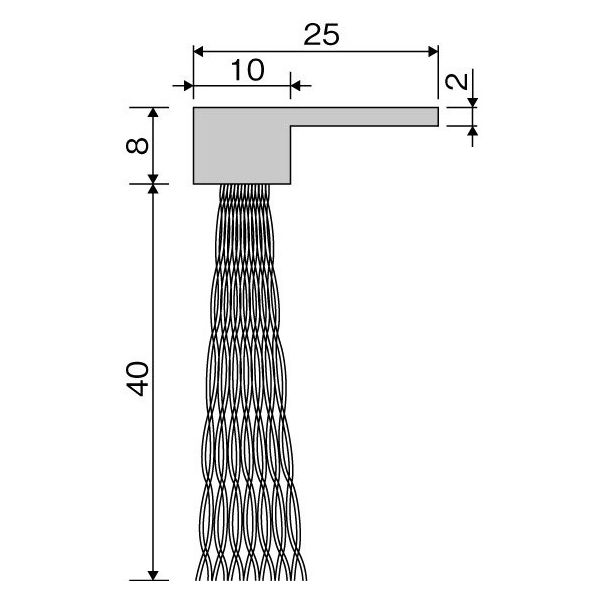 エスコ 40mmx1.0m シールブラシ(PP/黒) EA979KL-1B 1巻（直送品