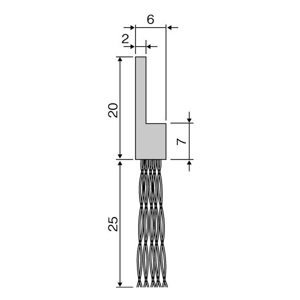エスコ 25mmx1.0m シールブラシ(PP/黒) EA979KA-1B 1本（直送品