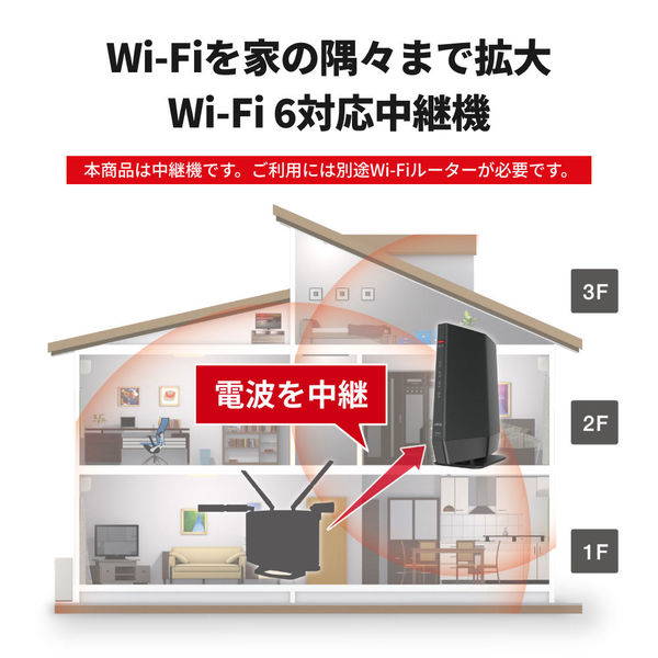 バッファロー 無線LAN中継器 11ax Wi-Fi6対応 4803+573Mbps WEX