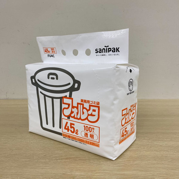 日本サニパック 環優包装 フォルタ 薄口 透明 90L FU9C 1パック(100枚