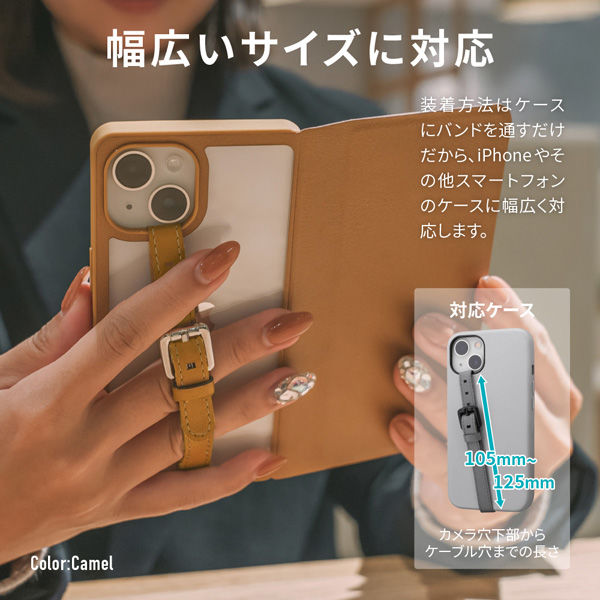 MSソリューションズ スマホバンド BANDY FINGER BAND PUレザータイプ ライトグレー LN-FB02LGY 1個（直送品）