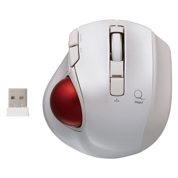 ナカバヤシ 小型無線静音5ボタントラックボールホワイト MUS-TRLF132W